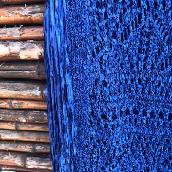 WHBM Open Knit Fringe Poncho Top S - Picture 7 of 9